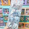 Lindo Conejo de Hielo Transparente Perlado Cereza Tela a Cuadros de Lunares Azul Claro Pinza para Bebé de Niños Pinza para el Cabello de Niña