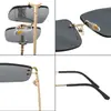 Nuevas Gafas de Sol Metálicas con Corte Sin Marco de Moda para Mujer Tendencia Estilo Coreano Combinan con Todo Gafas de Sol con Protección Solar para Exteriores Ins