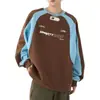 Sudadera Redonda Versátil Simple Genial Estilo Retro Americano para Hombres y Mujeres, Top Biker Holgado y Elegante para Primavera y Otoño