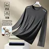 Camiseta deportiva casual para hombre de manga larga con estampado, moderna para adolescentes, adecuada para todas las estaciones, cuello redondo, top básico de manga larga