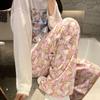 Pijama Lindo Estampado de Dibujos Animados, Dulce Ropa de Casa Delgada Suelta y Casual para Primavera y Otoño Que Se Puede Usar Afuera para Caminar