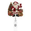 Carretel de Crachá Retrátil de Acrílico Desenho de Boneco de Neve de Natal Clipe de Jacaré Giratório Porta-Crachá de Identificação de Enfermeira Carretel de Crachá Extensível