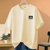 260g Heavy Cotton Short-sleeved T-shirt Feminino Solto Crewneck Design Niche Top Trendy Brand Cartoon Impresso Meia Manga