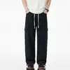 Pantalones de trabajo de algodón de estilo americano de moda con múltiples bolsillos para hombre, adecuados para primavera y otoño, casuales, corte holgado, versátiles, color liso, pantalones largos de pierna recta, modernos