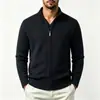 Chaqueta de punto con cremallera completa, cuello alto para hombre, estilo europeo y americano, engrosada para otoño e invierno, con textura de sarga y patrón de jacquard