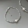 Pulsera Apilable de Perlas y Plata Marca S para Mujer Lujo Ligero Nicho Exquisita Joyería de Pulsera de Gama Alta Modelo Nuevo 2025