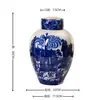 Juego de Cerámica Azul y Blanco Estilo Chino con Paisaje, Jarrón, Tetera, Bandeja, Recipiente para Arreglo Floral de Sala de Estar, Adorno de Decoración para el Hogar, Porcelana