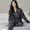 Nuevos Pijamas de Otoño e Invierno para Mujer, Manga Larga, Pantalón Largo, Cárdigan, Dulce y Lindo, Gama Alta, Se Puede Usar Afuera, Conjunto para Estar en Casa
