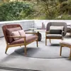 Conjunto de Sofá e Mesa de Centro para Exterior, Cadeira de Rattan para Lazer em Pátio de Villa e Jardim, Móveis de Rattan à Prova d'Água e de Sol para Varanda Aberta