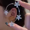 Estilo Minimalista com Flores Incrustadas de Diamante e Estrelas-do-Mar, Design Simples, Presilhas de Orelha Não Perfuradas de Nicho, Ganchos de Orelha, Brincos, Brincos de Cristal para Mulheres