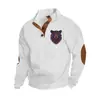 Amazon Best-Selling Transfronterizo Otoño e Invierno Talla Europea Hombre Casual al Aire Libre Cuello Alto Imitación Manga Larga Estampado Sudadera con Tres Botones