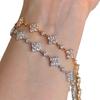 Pulsera de Trébol de Cuatro Hojas de Lujo Ligero Súper Brillante con Micro-incrustaciones de Diamantes, Exquisita, de Nicho de Alta Gama, Versátil, Elegante, para Apilar