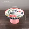 Plato de postre pintado en azul y blanco con pie alto, plato para frutos secos y pasteles de salón de té, plato pequeño de cerámica para frutas para uso doméstico, plato de té y postre para ofrendas budistas