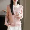 Suéter Cardigan Falso de Dos Piezas para Mujer 2026, Cuello Solapa, Bloques de Color, Bordado, Suéter de Punto Trenzado, Tejido de Punto Holgado, Chaqueta, Top de Moda