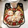 Tapete de Chão de Cordeiro de Natal Desenho Animado Tapete Absorvente de Água para Banheiro de Lama Diatomácea Tapete de Pé em Forma de U para Vaso Sanitário Resistente ao Desgaste Tapete Decorativo