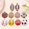Juego Mixto de 10 Colgantes de Aleación Chapados en Goteo de Aceite con Pedrería para Deportes (Baloncesto, Fútbol, Béisbol, Rugby) Accesorios para Joyería DIY