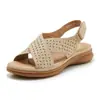 618-5 Nuevas Sandalias Europeas y Americanas 2025 para Mujer Transfronterizas Casuales Ligeras Talla Grande Retro con Suela Gruesa Sandalias de Cuadros con Pedrería