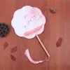 Ventoinha Hanfu em formato de flor, ventoinha feminina para dança antiga, pequena ventoinha redonda, ventoinha de rede vermelha com cabo longo DIY, suprimento para barraca de discoteca
