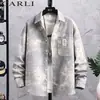 Camisa negra jacquard de moda estilo americano para hombre, manga larga, nueva colección de otoño, corte holgado, talla grande, chaqueta camisa casual, ropa para hombre