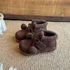 Sapatos de Algodão com Pelúcia de Inverno para Meninas Botas Curtas Quentes para Meninas Pequenas Solado Macio Antiderrapante Sapatos Infantis Botas de Neve Doces com Pom-pom para Crianças