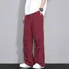 Pantalones Casuales Frescos Estilo Americano para Hombre, Verano Delgados Modelo Nuevo 2025, Fluidos de Secado Rápido tipo Paracaidista Pierna Ancha Holgados Largos para Hombre
