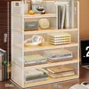Prateleira de armazenamento de mesa, estante pequena vertical de várias camadas para mesa, armário de armazenamento de arquivos para estação de trabalho de escritório, estante de livros para casa