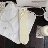 Meias Brancas de Renda Estilo Ballet Verão Lolita Laço Coração Doce Vazadas Meio da Panturrilha Meias de Rede Femininas