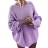 Invierno 2026 Nuevos Productos Amazon Nuevos Productos Transfronterizo Color Sólido Tejidos Holgado Manga Murciélago Talla Grande Suéter Chaqueta para Mujer