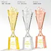 Troféu criativo de metal e cristal feito sob medida para premiações corporativas de alto padrão, troféus esportivos comemorativos para campeões de vendas, design e produção personalizados