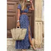 2020Ebay Aliexpress Wish Vestido Floral de Moda para Mujer de Estilo Bohemio con Cuello en V de Gran Venta