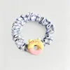 Lazo divertido y lindo de oso de mantequilla para el cabello, scrunchie a cuadros femenino, banda para moño, accesorio para el cabello