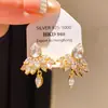 Brincos de prata banhados a ouro 18k com agulha de prata, zircônia, flor gota d'água, versáteis para o dia a dia, sensação de luxo leve e alta qualidade, brincos femininos