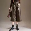 Pantalones de pierna ancha 7/8 para mujer petite, nuevo estilo otoño/invierno 2026, pantalones de piel sintética para mujer de cintura alta adelgazantes, pantalones casuales fluidos y elegantes