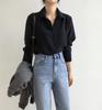 Chiffon Camisa Feminina 2023 Primavera Novo Estilo Coreano Loose Slim Base Shirt Preto Profissional OL All-match Top Trendy