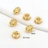 Cuentas Espaciadoras Grandes con Agujero, Incrustadas con Circonia, Chapadas en Oro de 18K, Encaje Chapado en Oro, Corona de Flores Doble Cara, Accesorios de Cuentas DIY C45