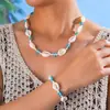 Collar con Pulsera Trenzada de Cuerda de Conchas Estilo Vacaciones en la Playa de Venta Caliente Europea y Americana Conjunto Retro de Imitación de Turquesa Estrella de Mar