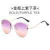 Nuevas gafas de sol de ojo de gato con marco recortado, gafas de sol de moda europeas y americanas, gafas de sol de color océano transfronterizo de moda para hombres y mujeres