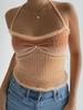 AliExpress Novo 2023 Verão Europeu e Americano Feminino Colete sem Mangas com Gola Cruzada Costas Abertas Sexy de Tricô com Alça