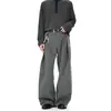 Pantalones negros casuales fluidos para primavera, pantalones casuales de pierna recta adelgazantes de corte limpio, pantalones holgados de talla grande estilo coreano