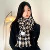 Bufanda de Houndstooth Peck para Mujer Otoño e Invierno Estilo Coreano Moda Versátil Bufanda Chal para Estudiante Doble Propósito Cálida para el Cuello Atmósfera