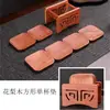 Estilo Chino Retro Creativo Madera Maciza Tallada Antideslizante Soporte para Taza de Té Posavasos de Ébano Soporte para Taza Esterilla Aislante Térmico Combinación Ceremonia del Té Cero Coincidencia