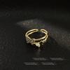 Anel de zircão leve de luxo de alta qualidade, design de nicho feminino, moda, anel de dedo indicador, galvanoplastia de ouro real, anel aberto