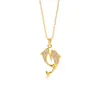Collar de delfín exquisito bestseller transfronterizo para mujer, colgante de cobre con incrustaciones de circonita de nicho de lujo ligero, joyería de cadena para clavícula de moda de alta gama