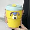 Taza de Agua para Mujeres Oficinistas Nuevo Estilo Ins Pegatina de Perro Linda para Niñas Ventosa Portátil Gran Capacidad Taza de Plástico