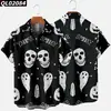 Estación Independiente Transfronteriza Halloween Impresión Digital 3D Manga Corta talla extra para Hombre Holgada Camisa de Fiesta Kuso
