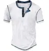 Estação Independente de Comércio Exterior Tamanho Europeu Camiseta de Verão Gola Colorida Gola com Botão Manga Curta Ciclismo Caminhada Top Casual Camiseta Masculina