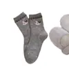 Calcetines de Lana Color Café Gris para Mujer Calcetines de Invierno Engrosados Cálidos Nuevos Calcetines de Cachemira Rayas de Dibujos Animados Puntos Medias