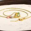 Tienda de Oro Mismo Estilo Arena Dorada Color Macarrón Caballo Mecedor Colgante Anillo Pequeño de Carrera Multicolor Cadena para Clavícula Accesorios DIY
