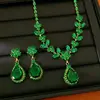 Set de Joyería Usado Vintage de Zirconia Cúbica Flor Gota de Agua Pendientes Collar Pendientes Lujo Ligero Sensación de Alta Gama Estilo Retro