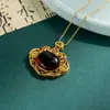 Nuevo collar colgante Ruyi de fideos de huevo naturales imitación grueso dorado incrustado elegante de alta calidad a la moda gorgeous
